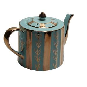 Vintage Price Kensington Teapot Blue w/ Gold Leaf motif Made in England